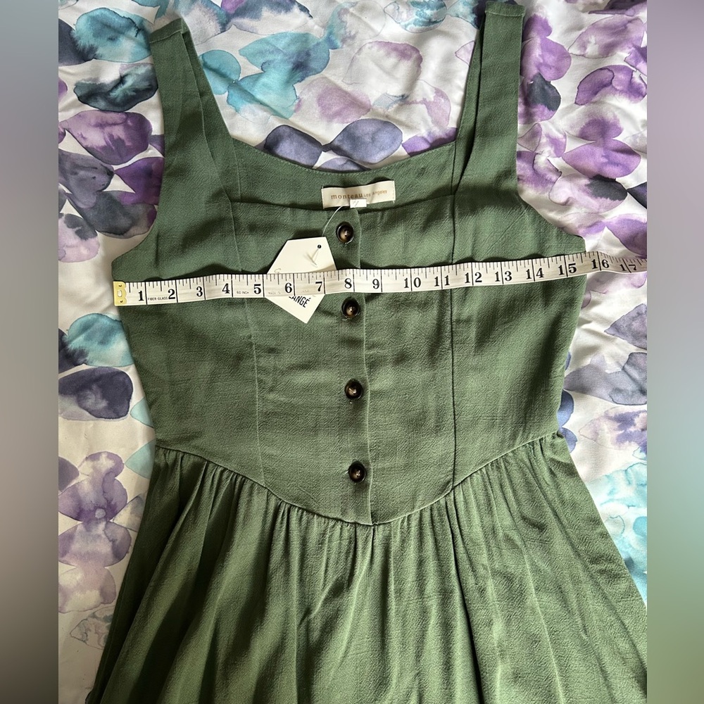 Monteau Forest Green Button-Front Midi Dress - Picture 11 of 12